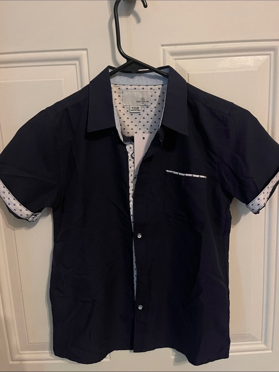 Craft + Flow Other - Craft & Barrow Navy Short-Sleeve Button-Down Shirt with Contrast Trim